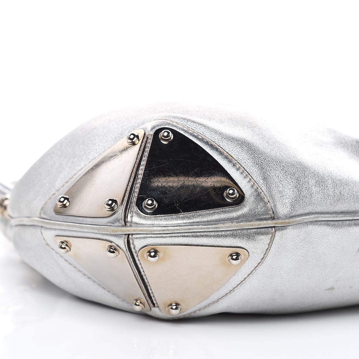 Metallic Calfskin Medium Indy Top Handle Hobo Silver