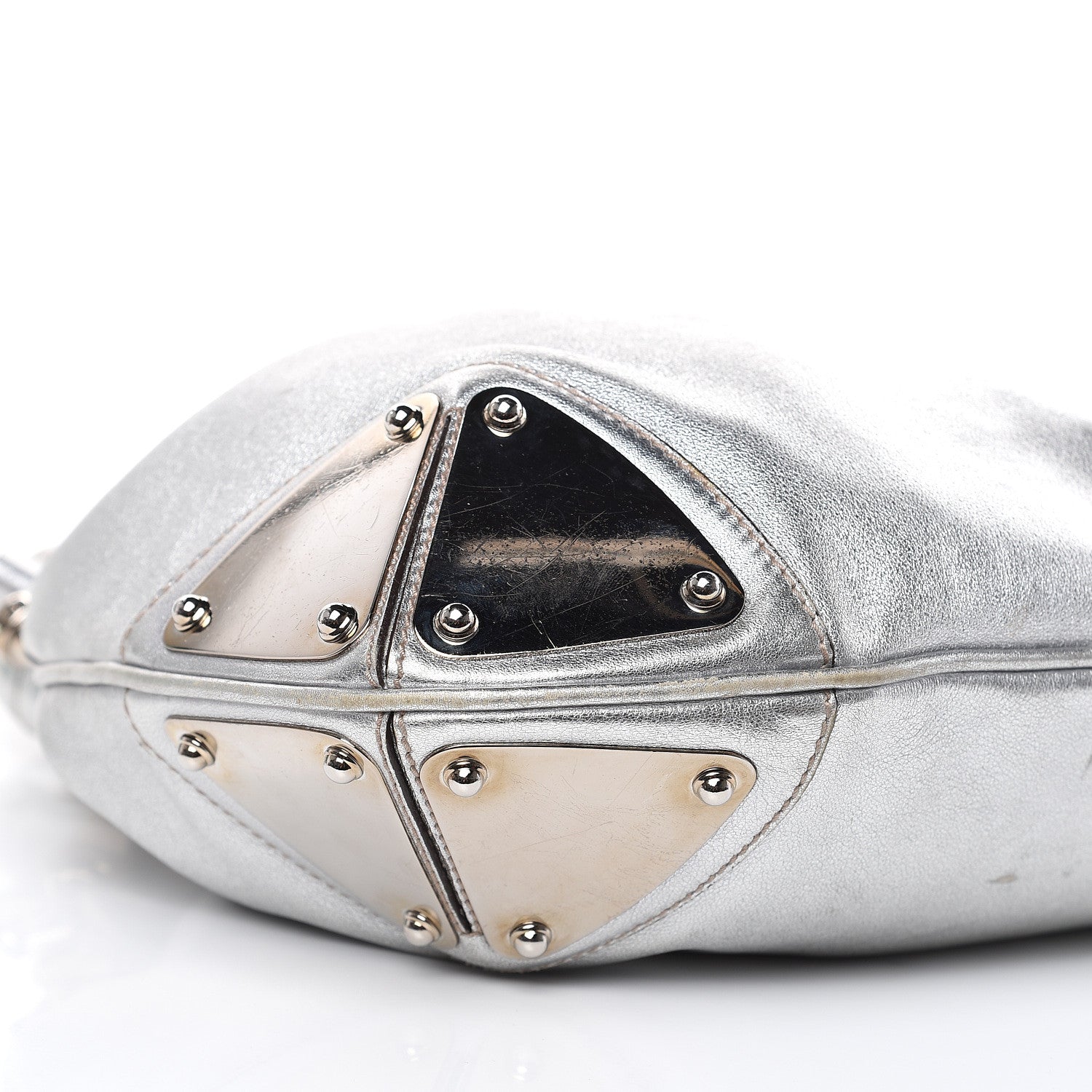 Gucci Metallic Calfskin Medium Indy Top Handle Hobo Silver 8 of 17