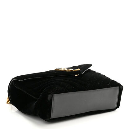 Saint Laurent Velvet Matelasse Chevron Medium College Monogram Bag Black 4 of 13