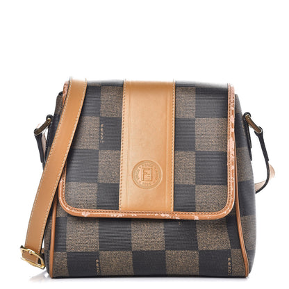 Fendi Coated Canvas Checkered Crossbody Bag Tobacco Tan 1 of 14