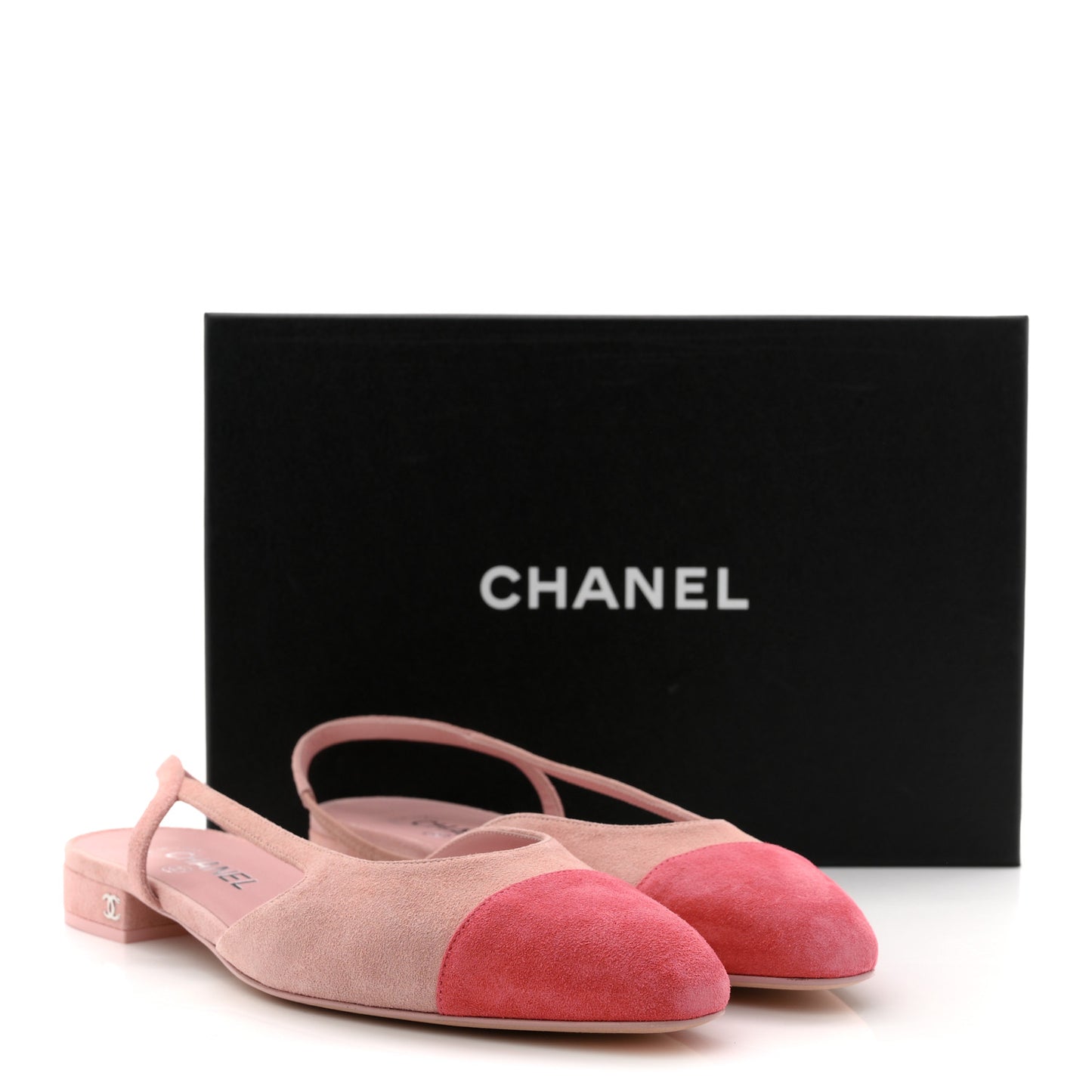 Suede Cap Toe CC Coco Slingback Pumps 41 Light Pink Coral