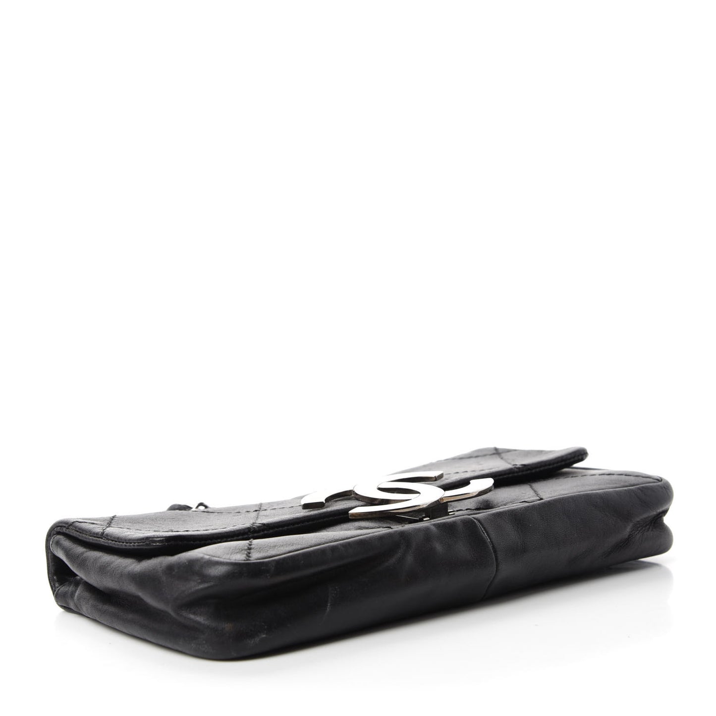Lambskin Diamond Stitched CC East West Flap Black