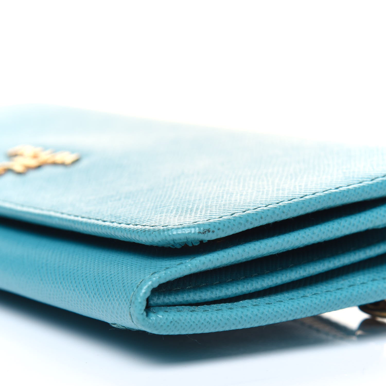 Prada Saffiano Metal Continental Flap Wallet Turchese 8 of 15
