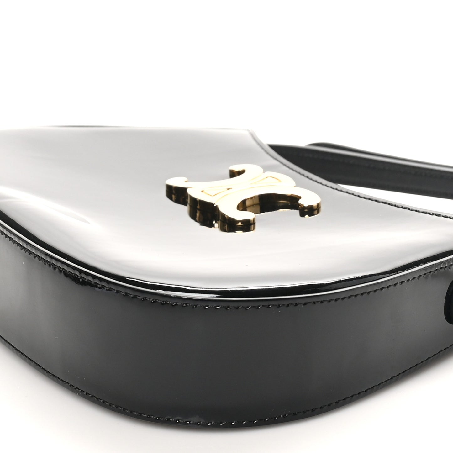 Patent Calfskin Medium Tilly Triomphe Shoulder Bag Black
