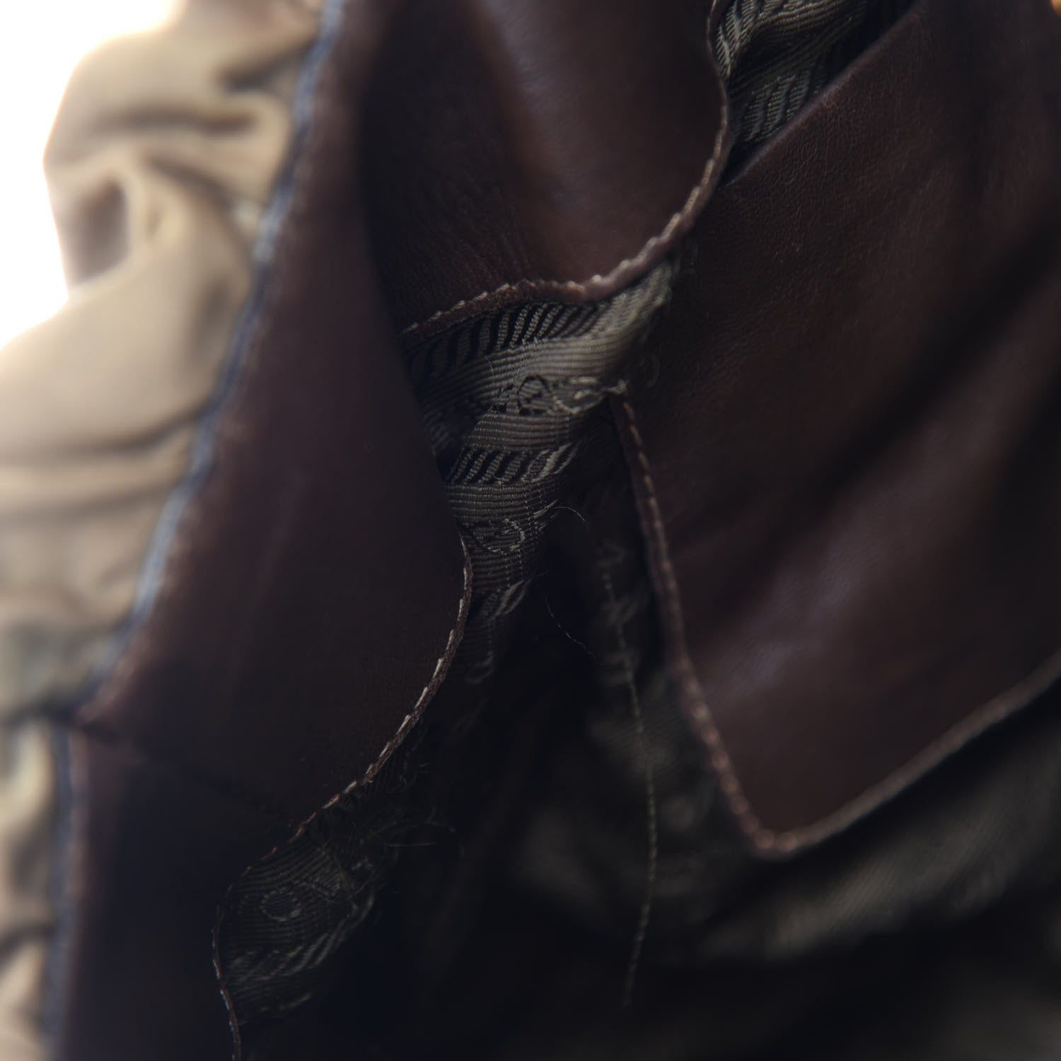 Prada Tessuto Nylon Jacquard Logo Tote Brown 15 of 18