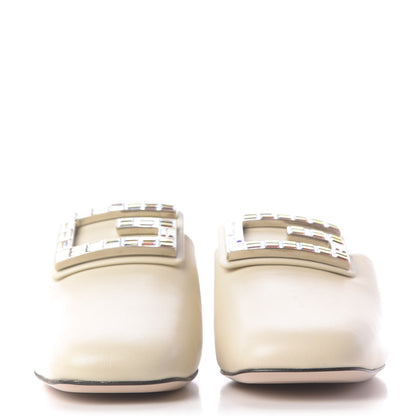 Gucci Malaga Kid Crystal Square G Madelyn Mules 40 Vintage White 2 of 12