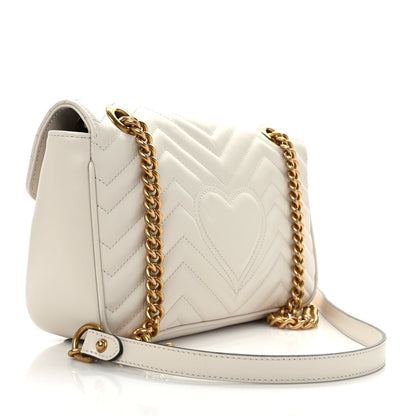 Gucci Calfskin Matelasse Small GG Marmont Shoulder Bag White 3 of 9