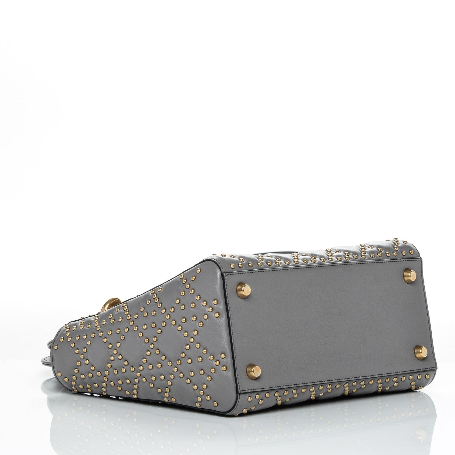Christian Dior Calfskin Cannage Studded Medium Supple Lady Dior Grey 4 of 8