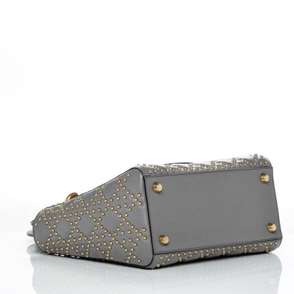 Christian Dior Calfskin Cannage Studded Medium Supple Lady Dior Grey 4 of 8