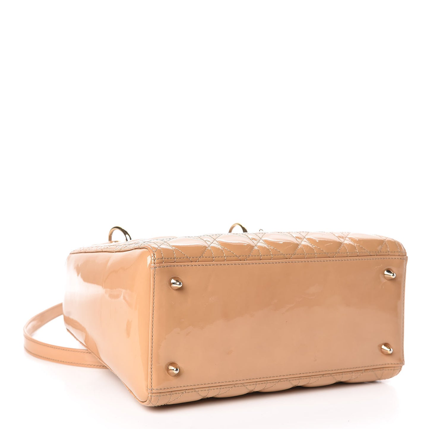 Patent Cannage Medium Lady Dior Beige