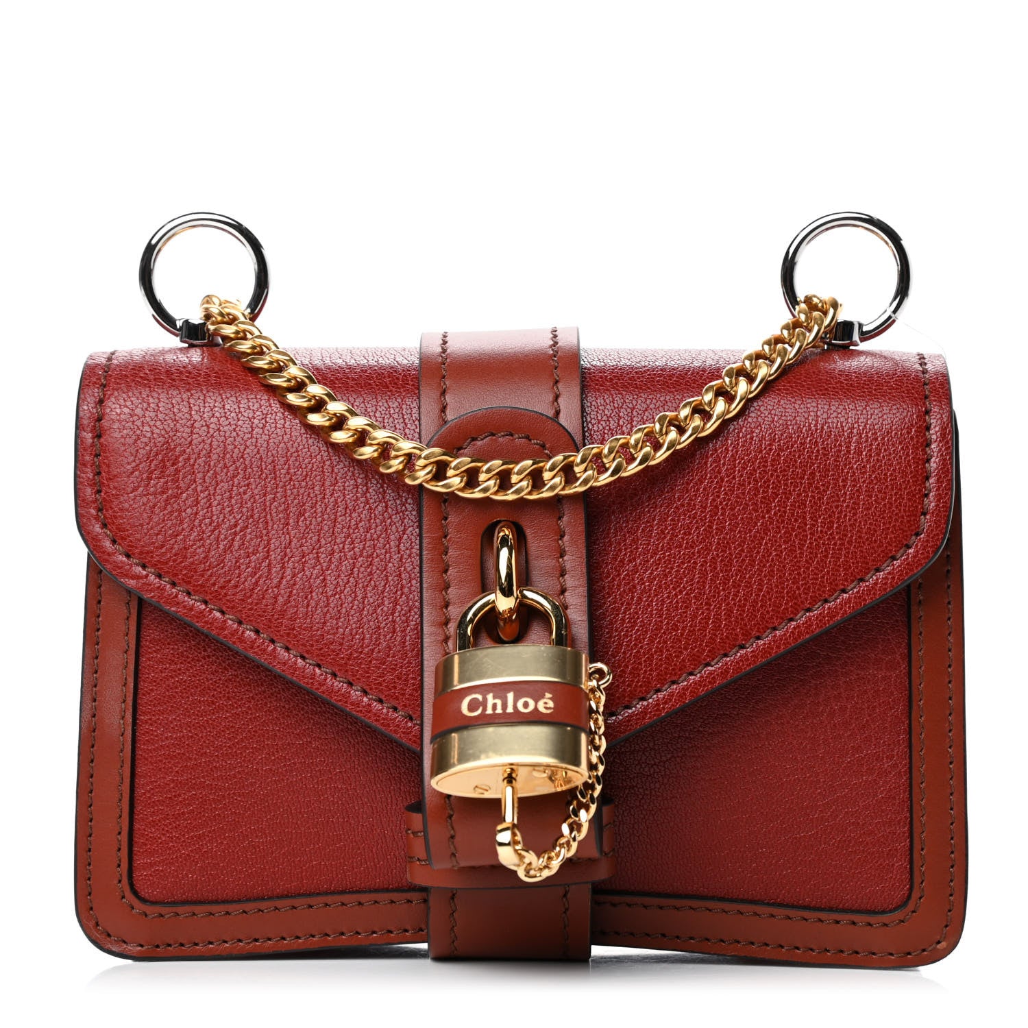 Chloe Shiny Goatskin Calfskin Mini Aby Chain Shoulder Bag Sepia Brown 1 of 4
