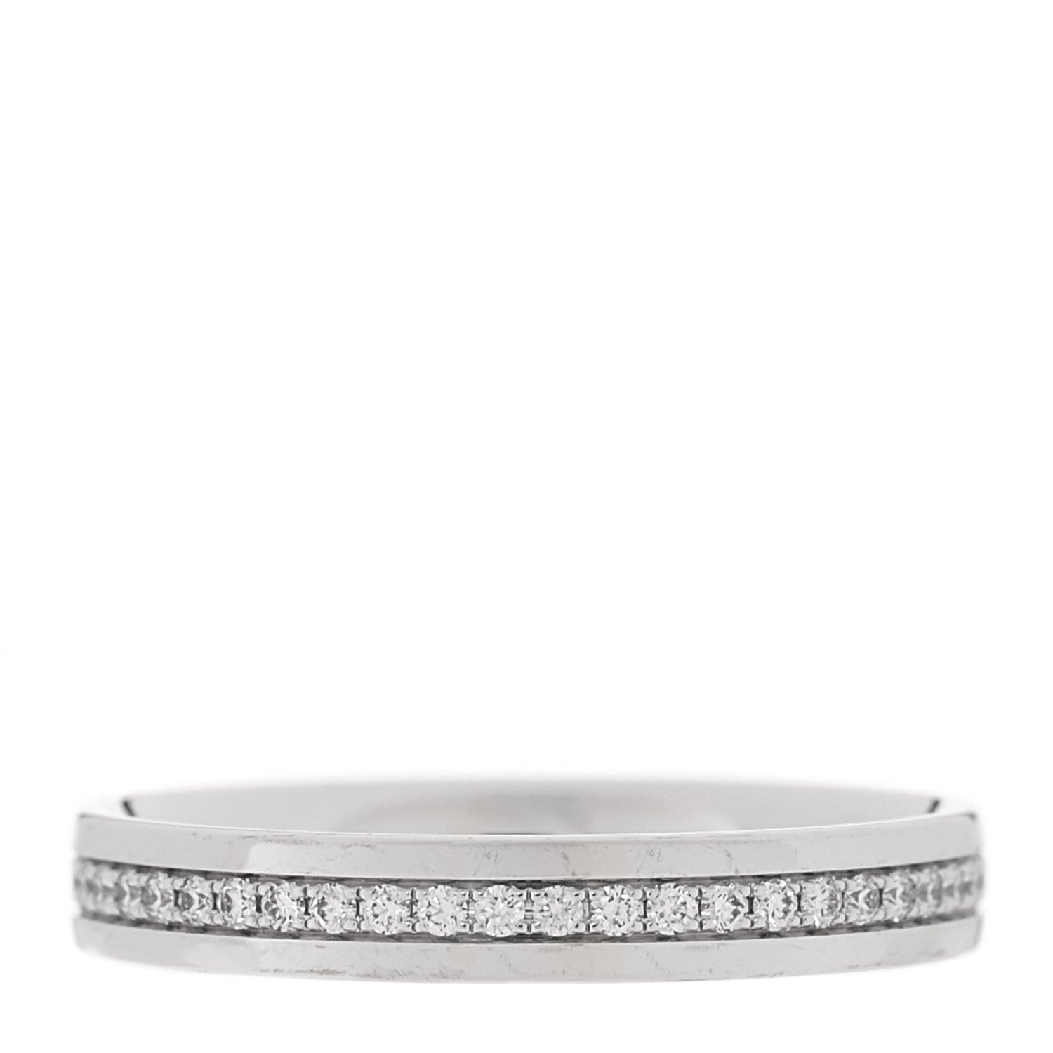 Tiffany 18K White Gold Diamond Metro Wedding Band Ring 52 6 3 of 4