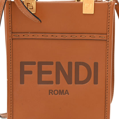 Fendi Vitello King Plexiglass Logo Embossed Mini Fendi Sunshine Shopper Tote Cuoio 8 of 12