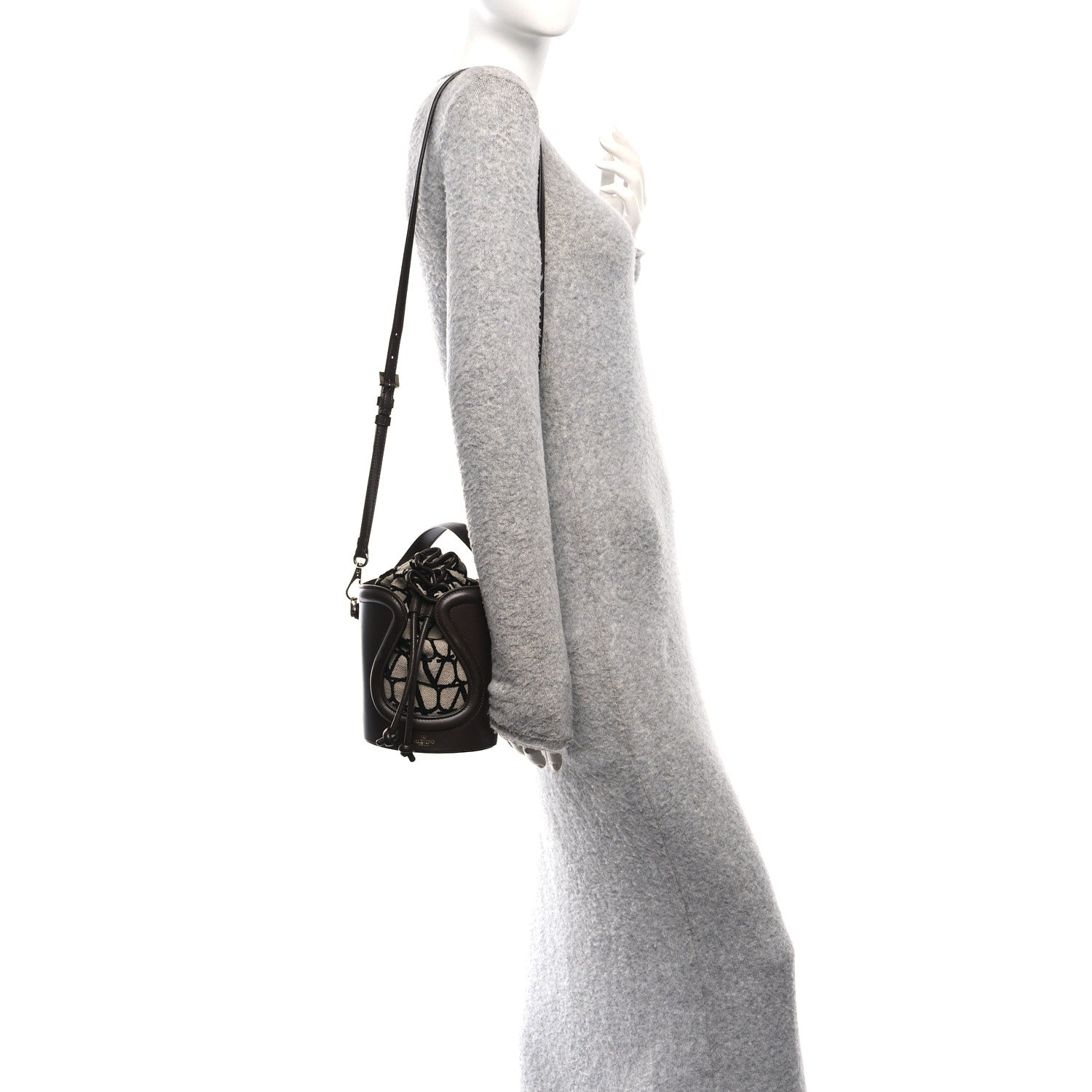 Valentino Garavani Toile Iconographe Nappa Le Cinquième Bucket Bag Naturale Black Fondant 2 of 15
