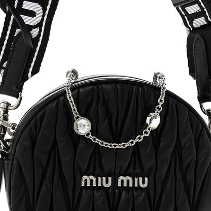 Miu Miu Nappa Matelasse Crystal Round Crossbody Bag Black 7 of 13