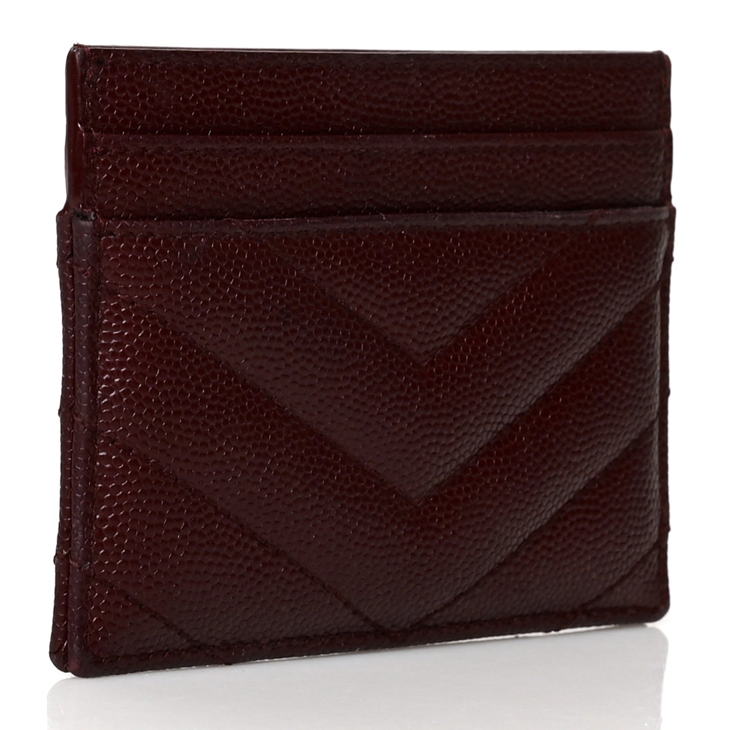 Grain De Poudre Matelasse Chevron Cassandre Credit Card Case Bordeaux