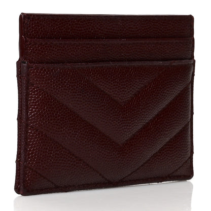 Saint Laurent Grain De Poudre Matelasse Chevron Cassandre Credit Card Case Bordeaux 3 of 9