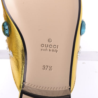 Gucci Metallic Nappa Crystal Womens Princetown Slippers 37.5 Gold 6 of 9