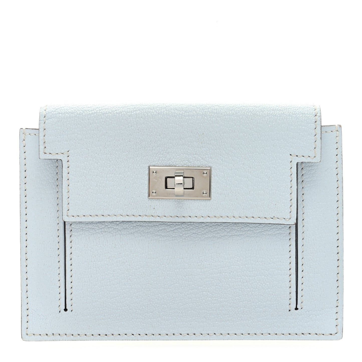 Chevre Mysore Kelly Pocket Compact Wallet Bleu Brume