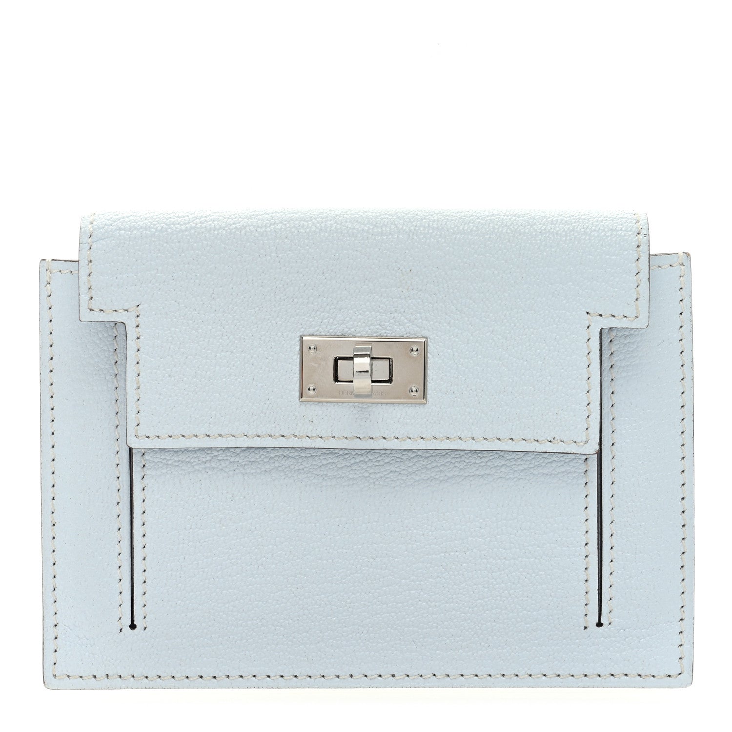 Hermes Chevre Mysore Kelly Pocket Compact Wallet Bleu Brume 1 of 6