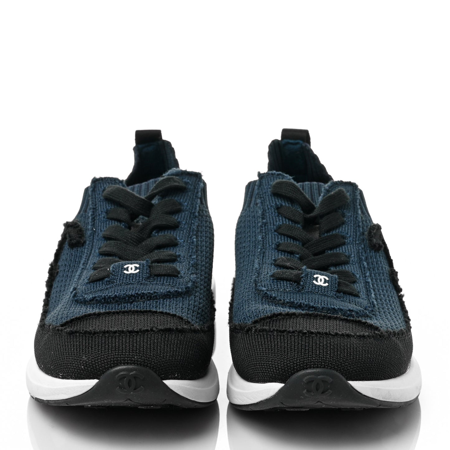 Fabric Logo Sneakers 40 Navy Black