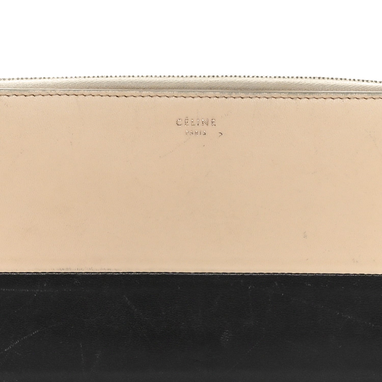 Celine Lambskin Large Zip Around Multifunction Wallet Beige Black 5 of 12