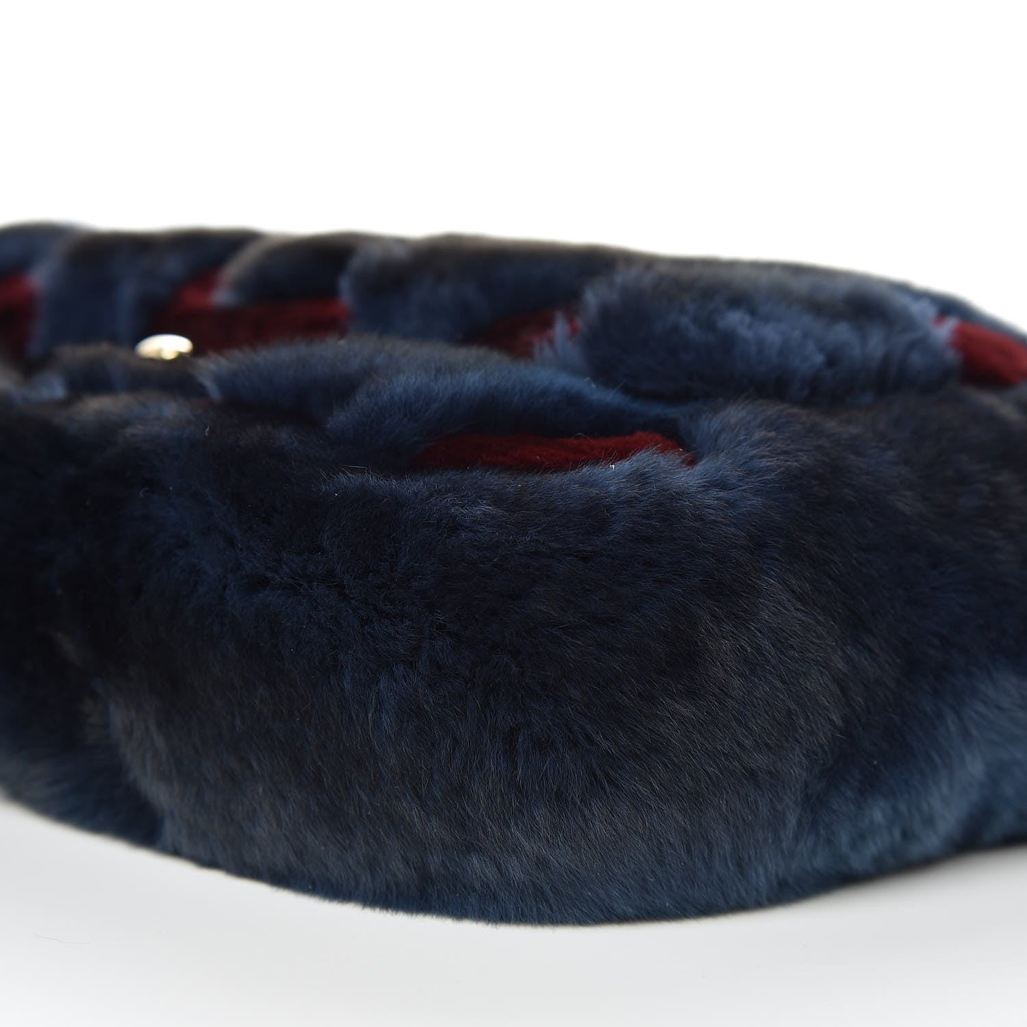 Chanel Orylag Rabbit Fur Chevron Small Single Flap Burgundy Blue 9 of 9