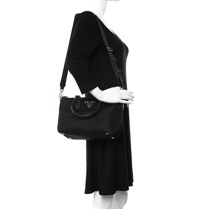 Prada Tessuto Nylon Saffiano Small Satchel Black 2 of 9