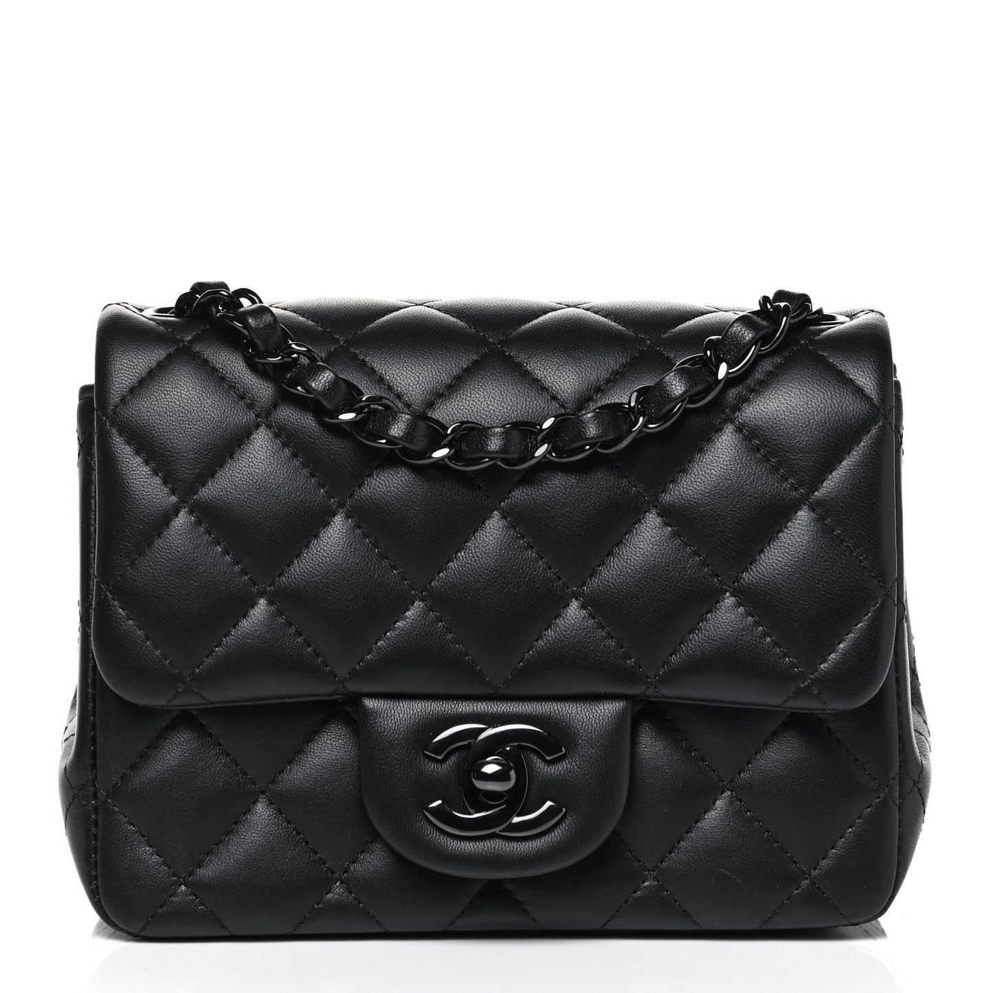 Lambskin Quilted Mini Square Flap So Black