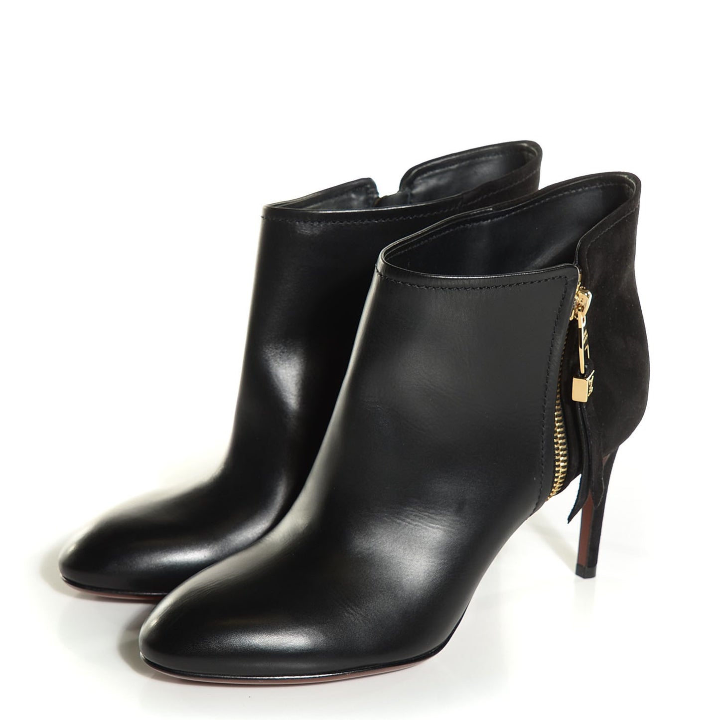 Calfskin Zippy Low Boots 37 Black
