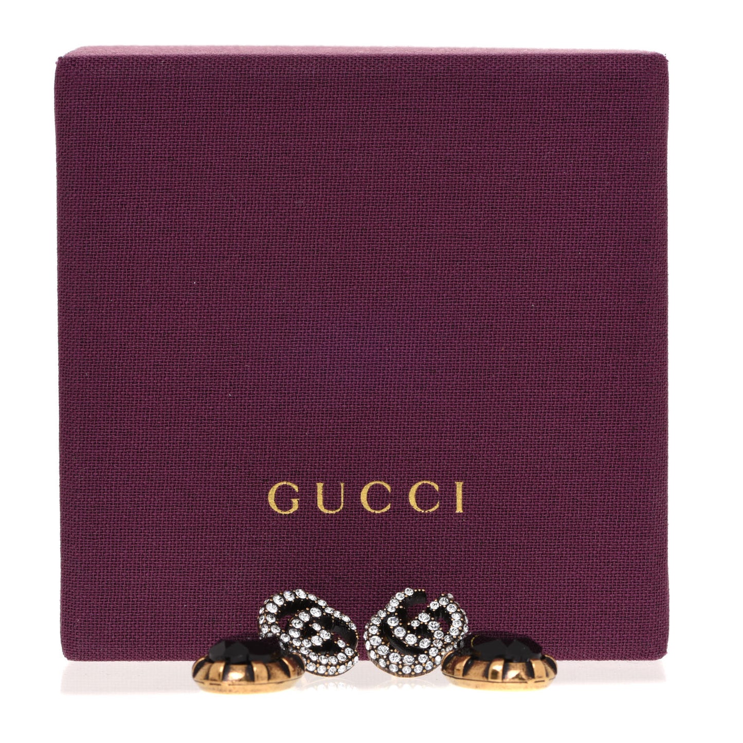 Crystal Double G Earrings Black Aged Gold