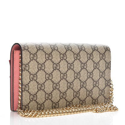 Gucci GG Supreme Monogram Face Embroidered Chain Wallet Pink 3 of 7