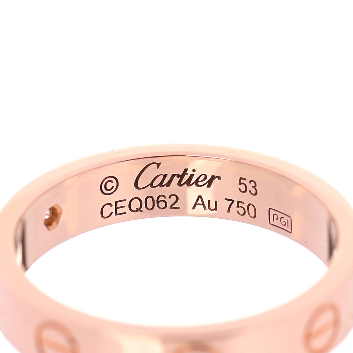 18K Pink Gold Diamond 4mm LOVE Wedding Band Ring 53 6.25