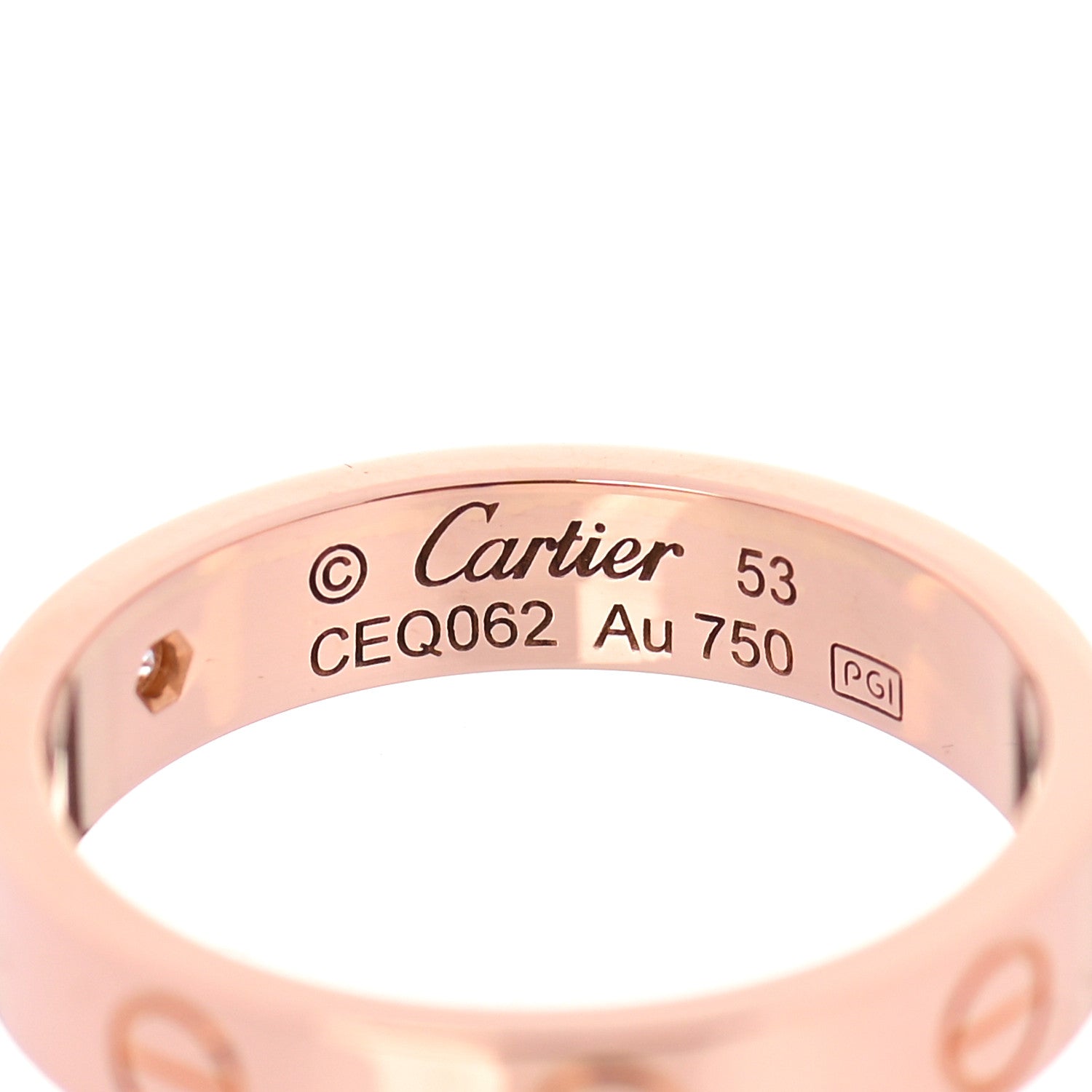 Cartier 18K Pink Gold Diamond 4mm LOVE Wedding Band Ring 53 6.25 4 of 4