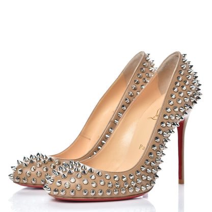 Christian Louboutin Nappa Fifi Spikes 100 Pumps 37 Corde Silver 3 of 7