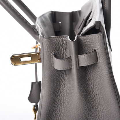 Hermes Taurillon Clemence Birkin 30 Etain 19 of 37