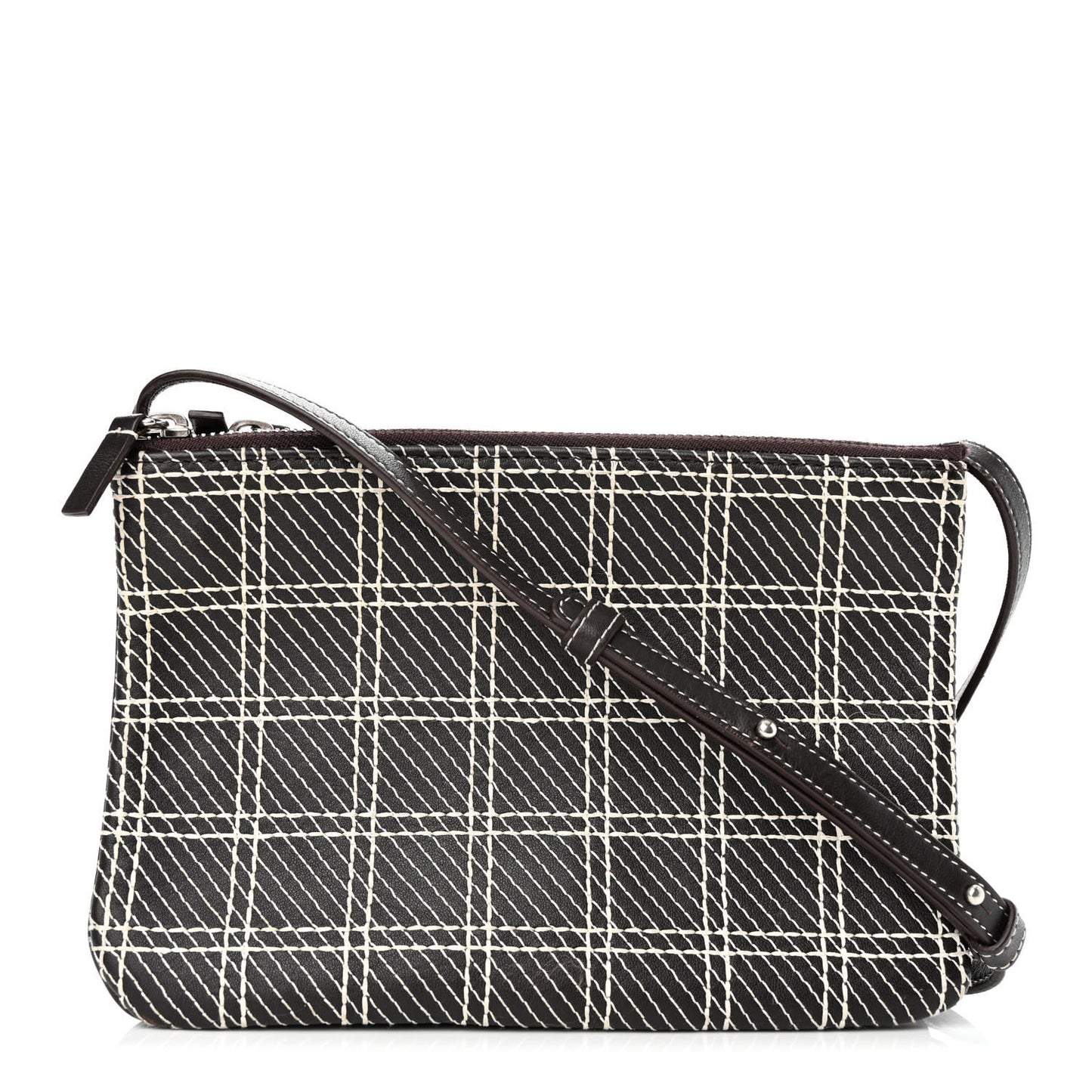 Lambskin Small Trio Crossbody Bag White Brown