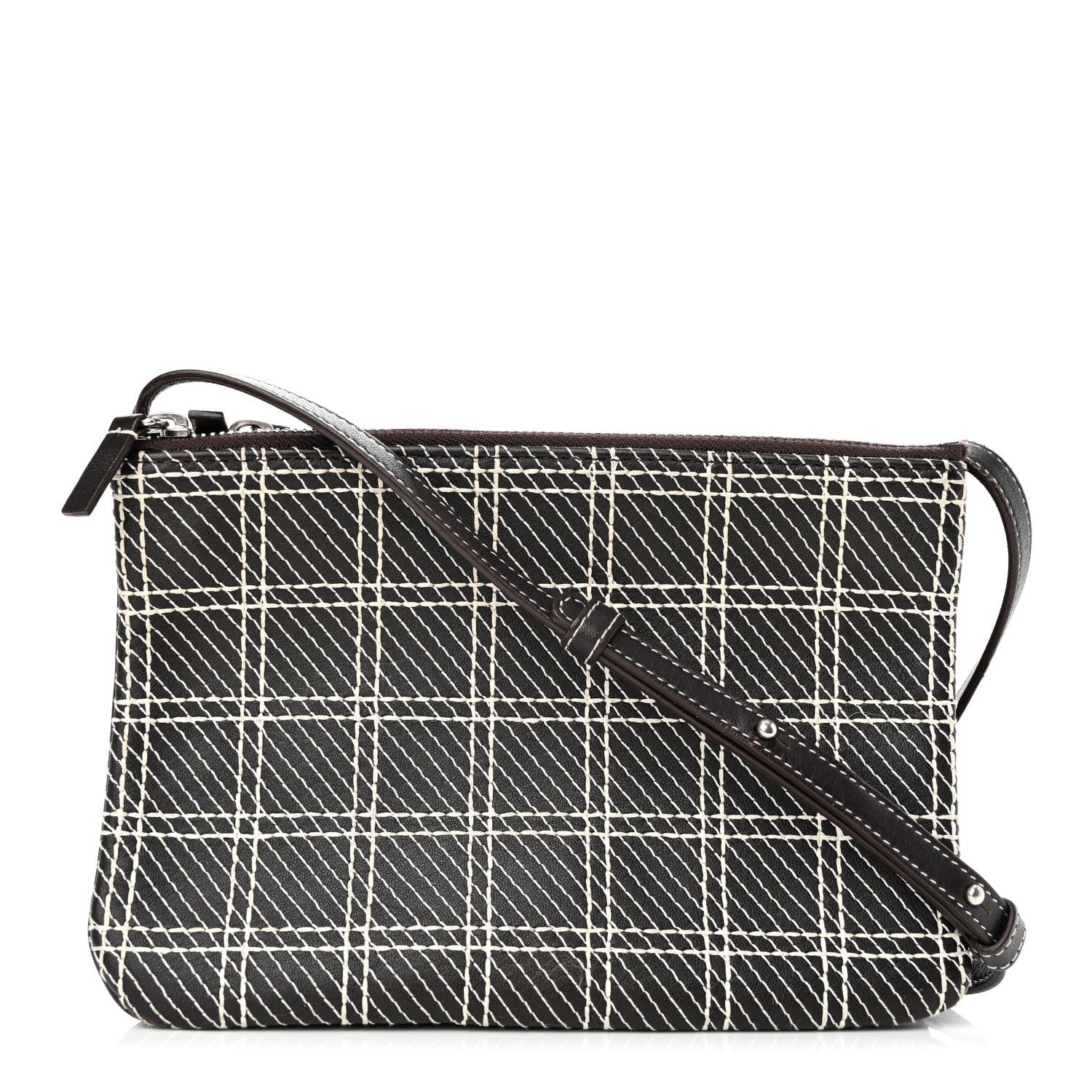 Celine Lambskin Small Trio Crossbody Bag White Brown 1 of 13