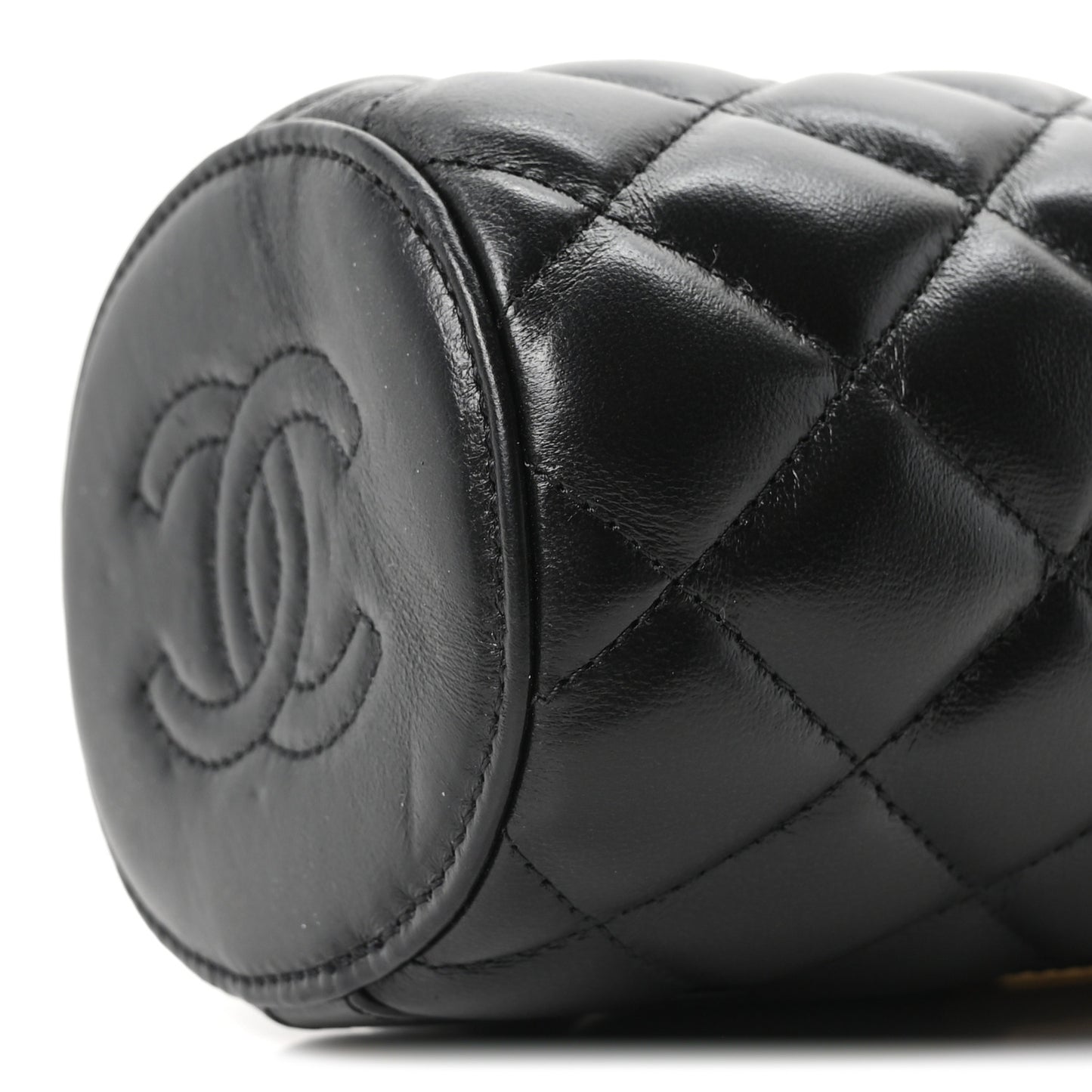 Lambskin Quilted Mini Crown Box Bag Black