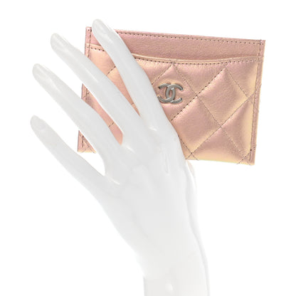 Chanel Iridescent Calfskin Quilted Card Holder Pink 2 of 9