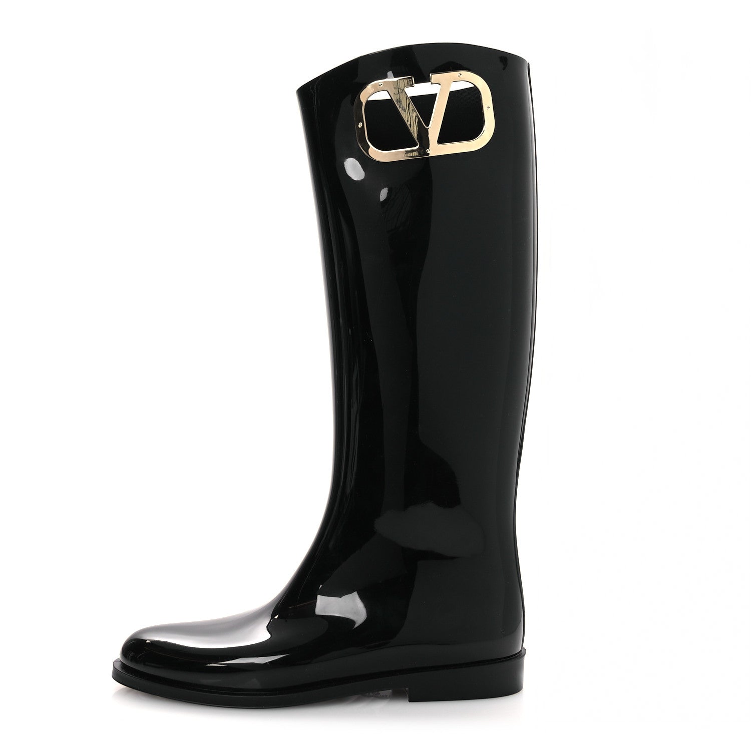Valentino Garavani Rubber Vlogo Knee High Rain Boots 39 Black