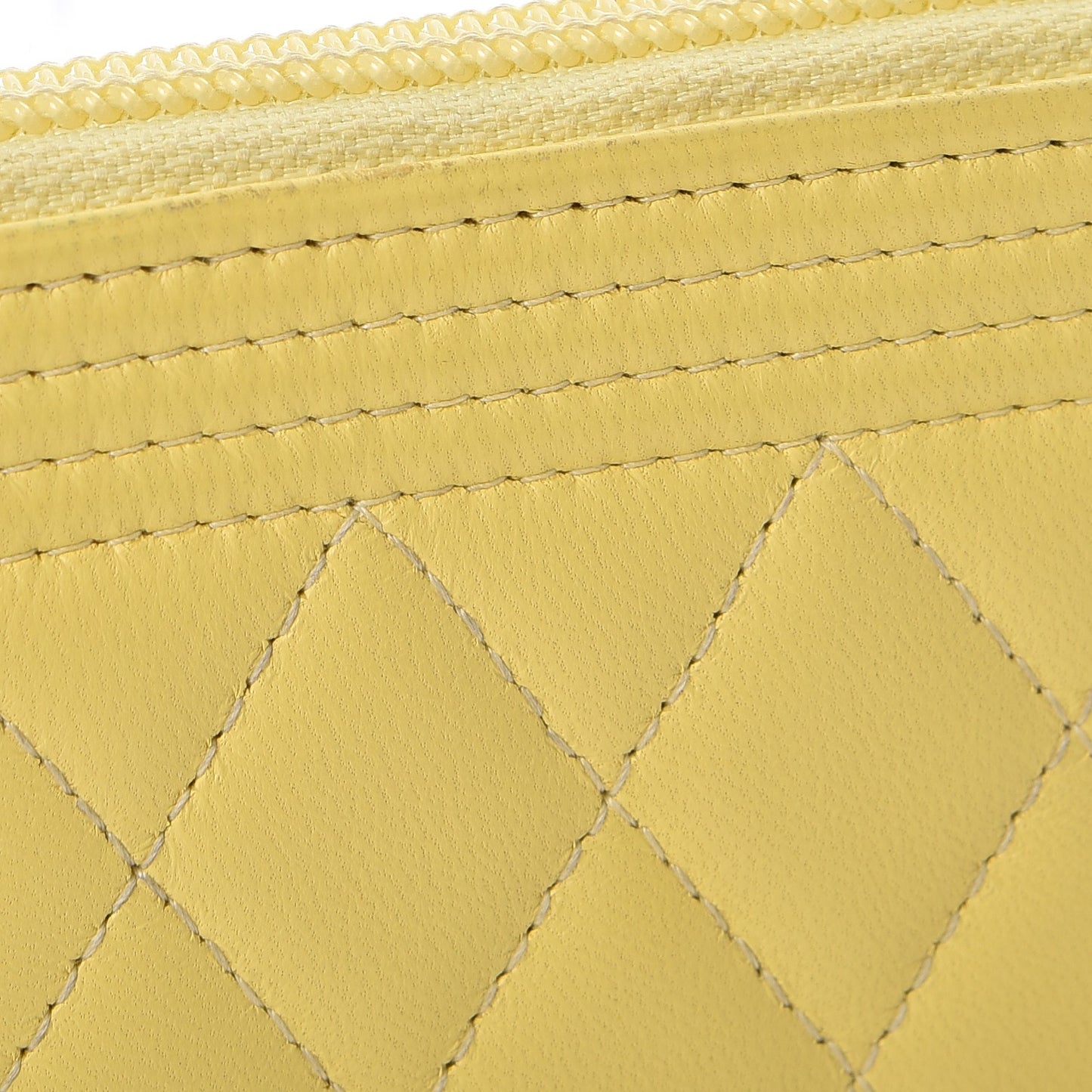 Lambskin Quilted Boy Zip Around Coin Purse Wallet Yellow