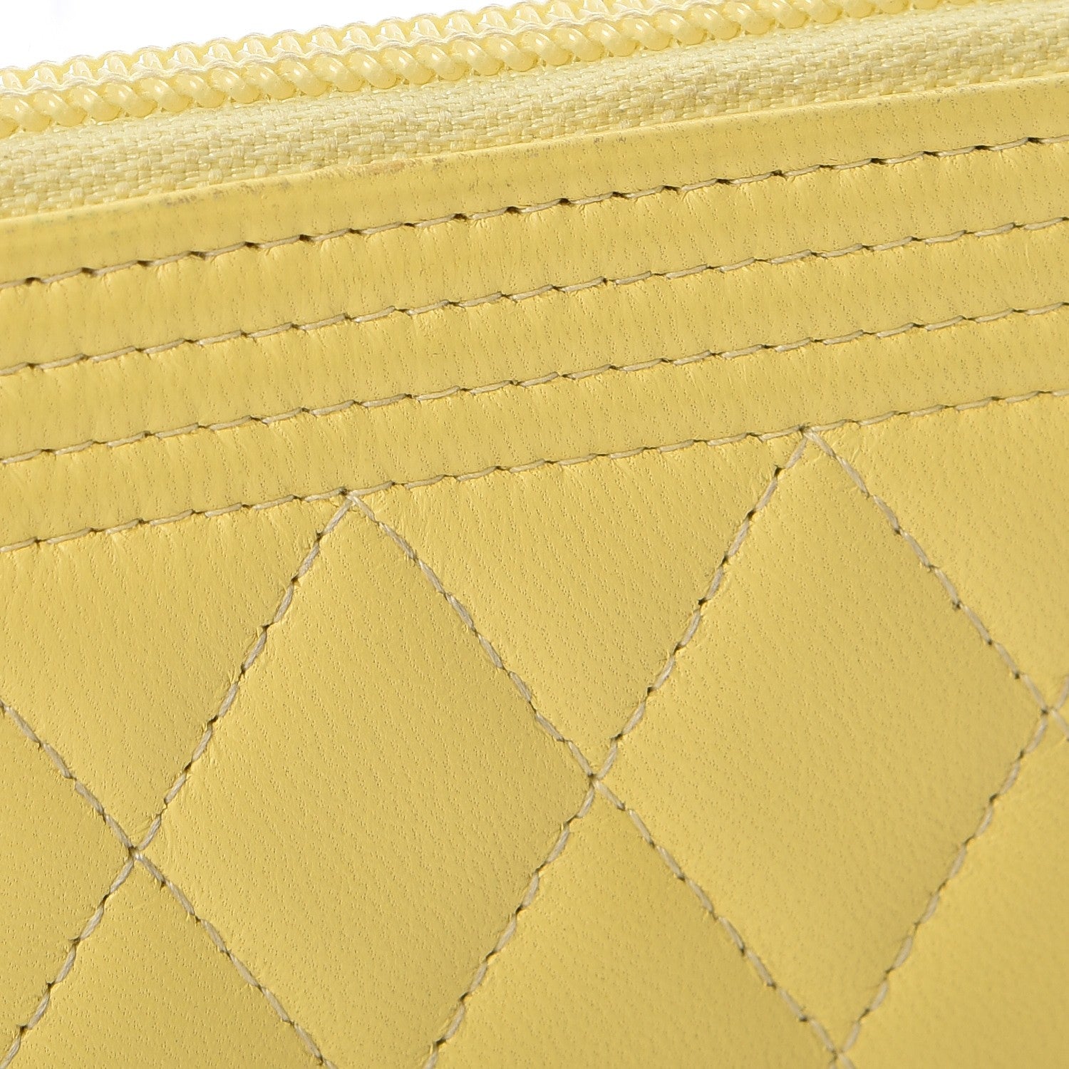 Chanel Lambskin Quilted Boy Zip Around Coin Purse Wallet Yellow 10 of 13