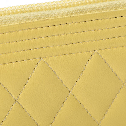 Chanel Lambskin Quilted Boy Zip Around Coin Purse Wallet Yellow 10 of 13
