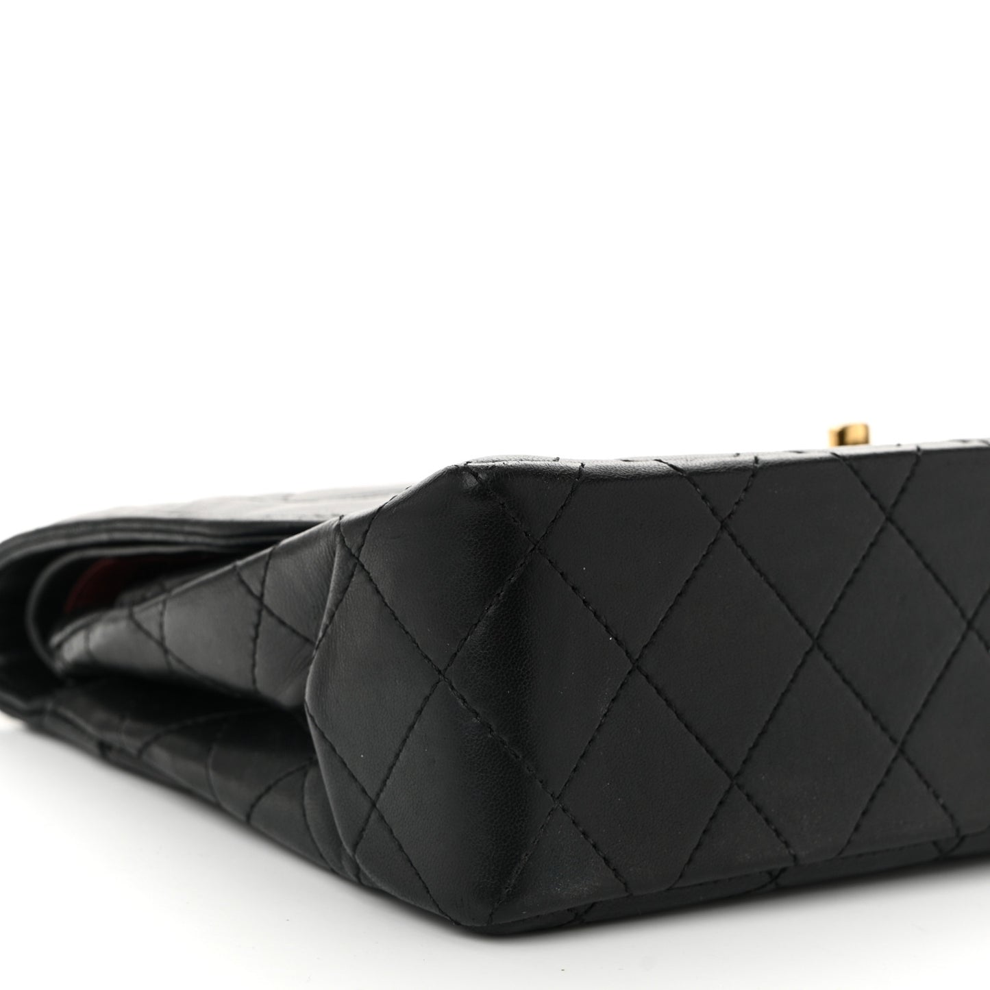 Lambskin Quilted Medium Double Flap Bag Black