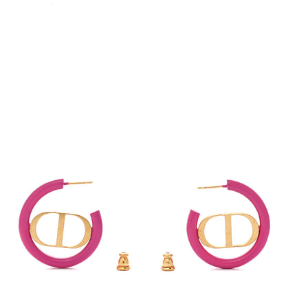 Christian Dior Metal 30 Montaigne Hoop Earrings Aged Gold Pink 3 of 5