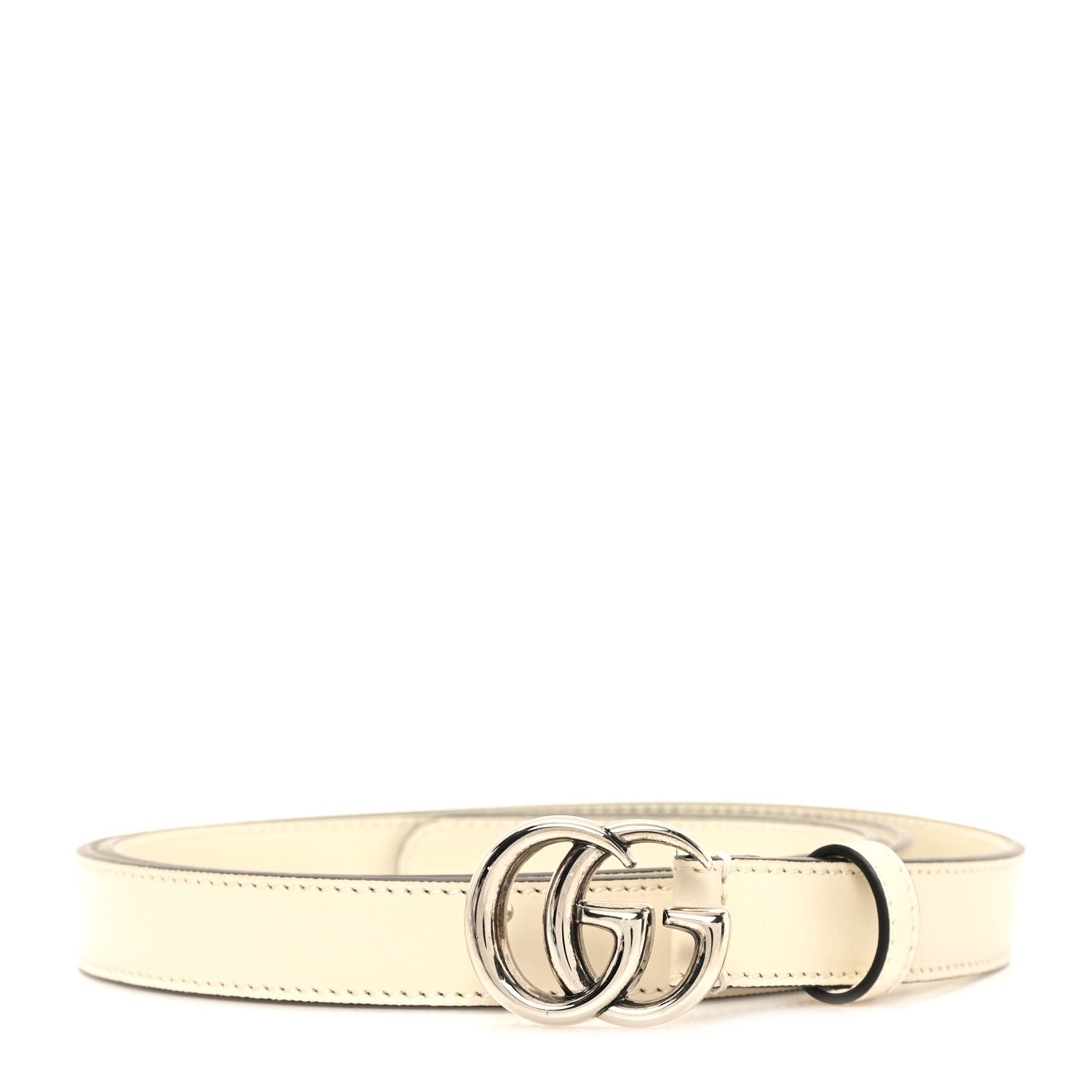 Gucci Plutone Calfskin Palladium Double G 20mm 100 40 Mystic White 1 of 4