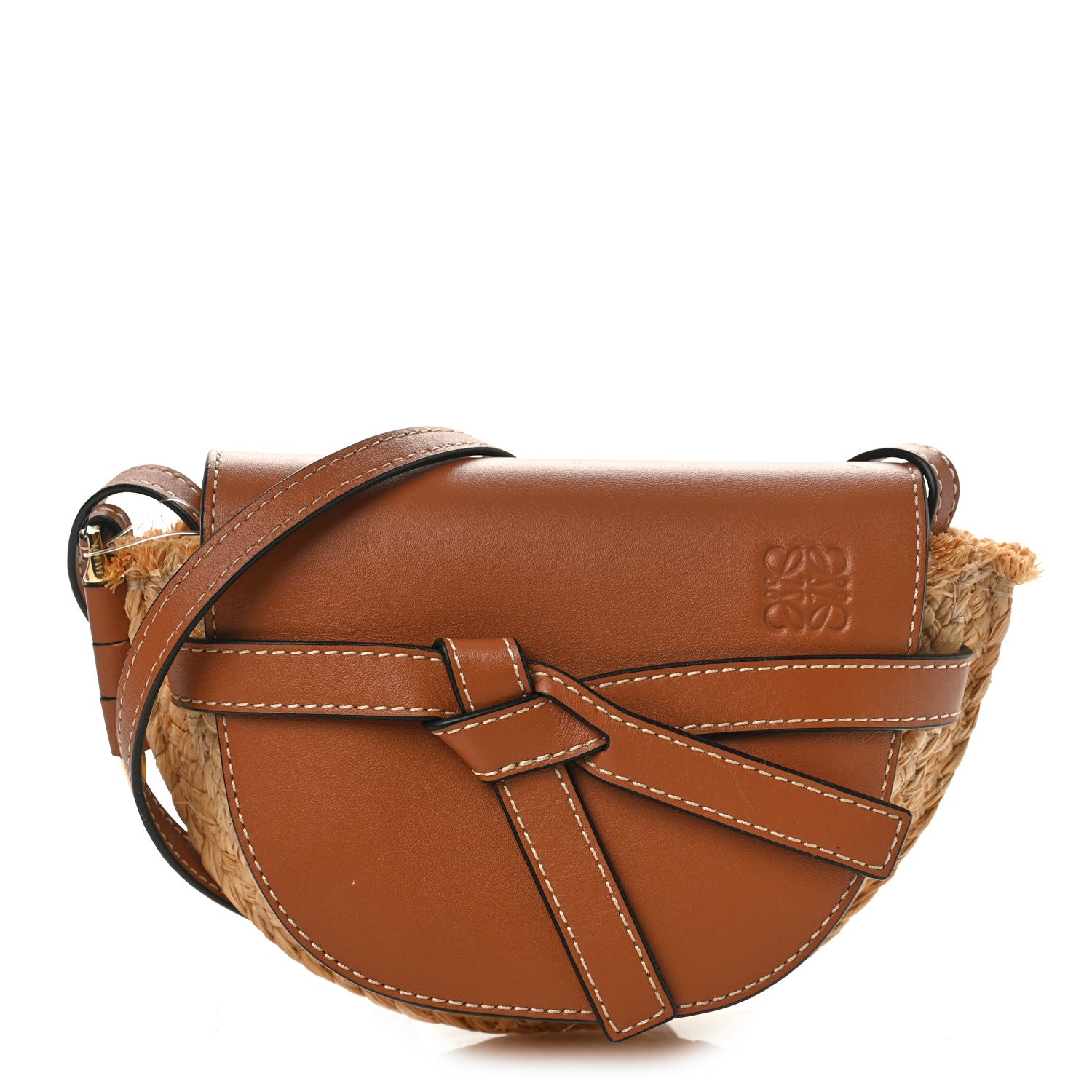Loewe Calfskin Raffia Mini Gate Crossbody Bag Natural Tan 1 of 8