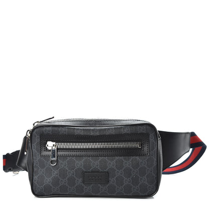 Gucci Soft GG Supreme Monogram Web Belt Bag Black Grey 1 of 13