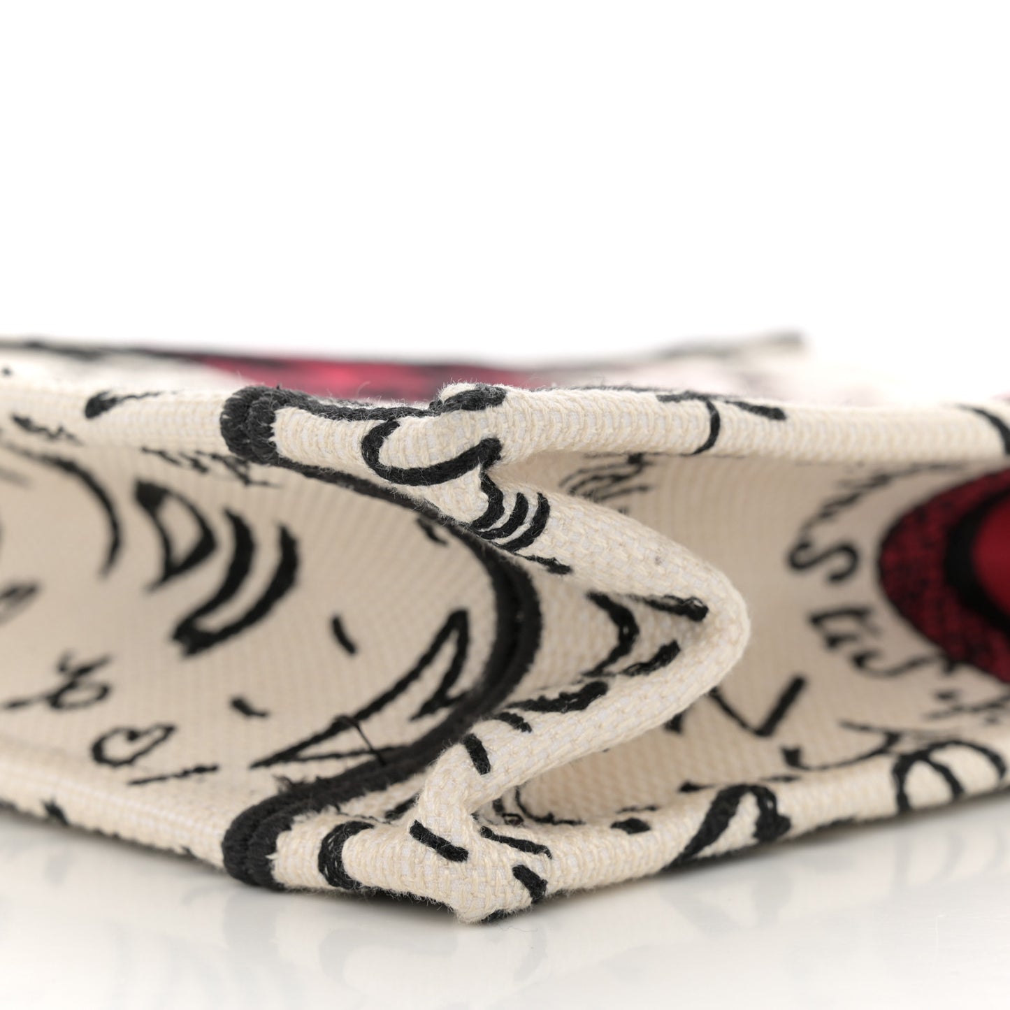 Canvas Embroidered Vertical Dioramour Graffiti Book Tote Latte Multicolor